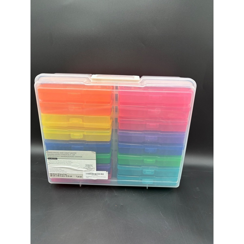 Recollections Large Photo & Craft Keeper 16-Case Organizer Rainbow 15x12x5 NWT